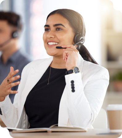 A woman responding to a customer's inquiry